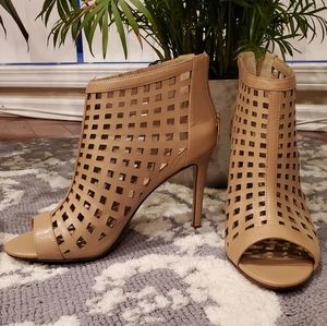 Charles David Tan Peep Toe Cage Heels